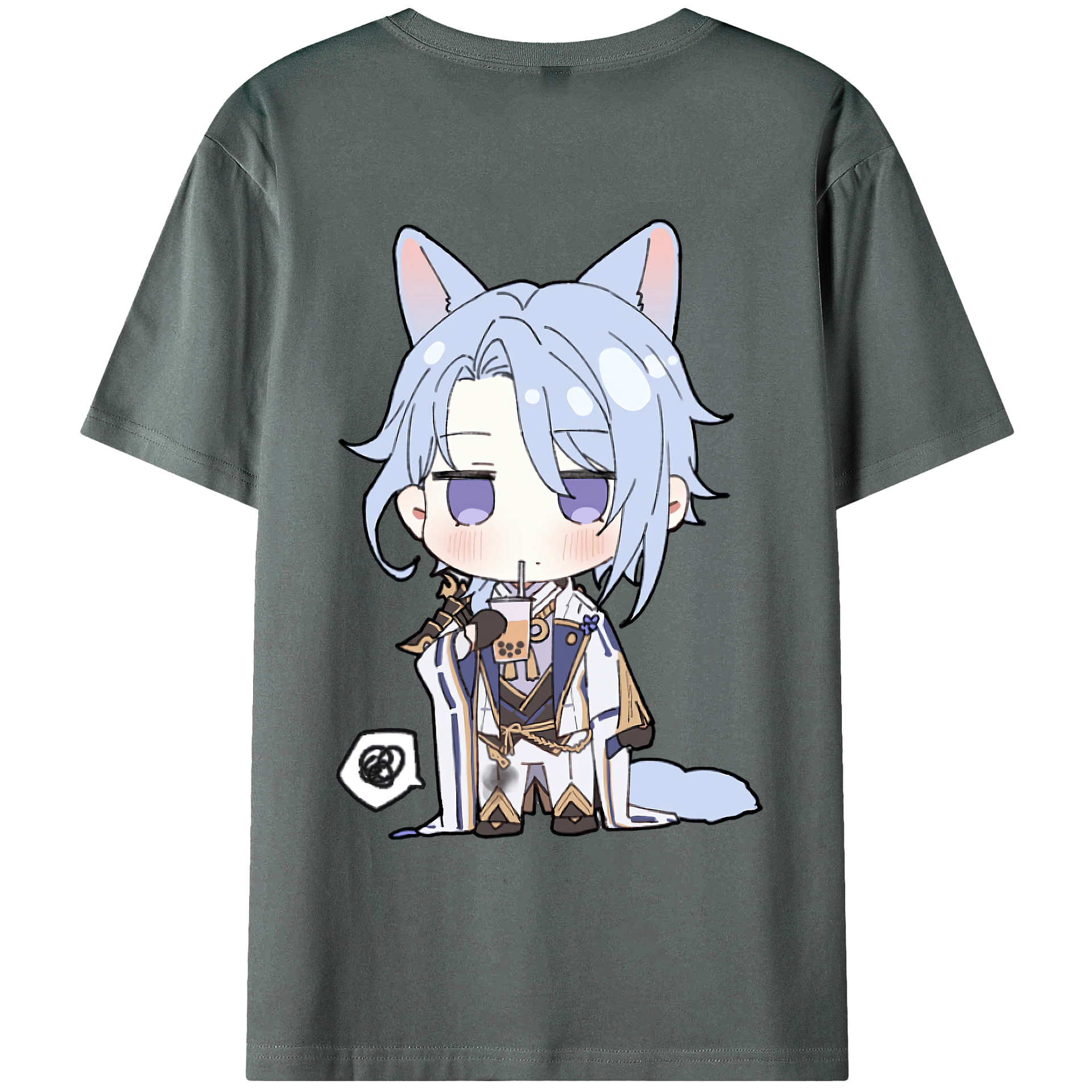 げんし神 神里綾人 かみさとあやと genshin Kamisato Ayato 綿100％ メンズ半袖Tシャツ（バックプリント） 通気性